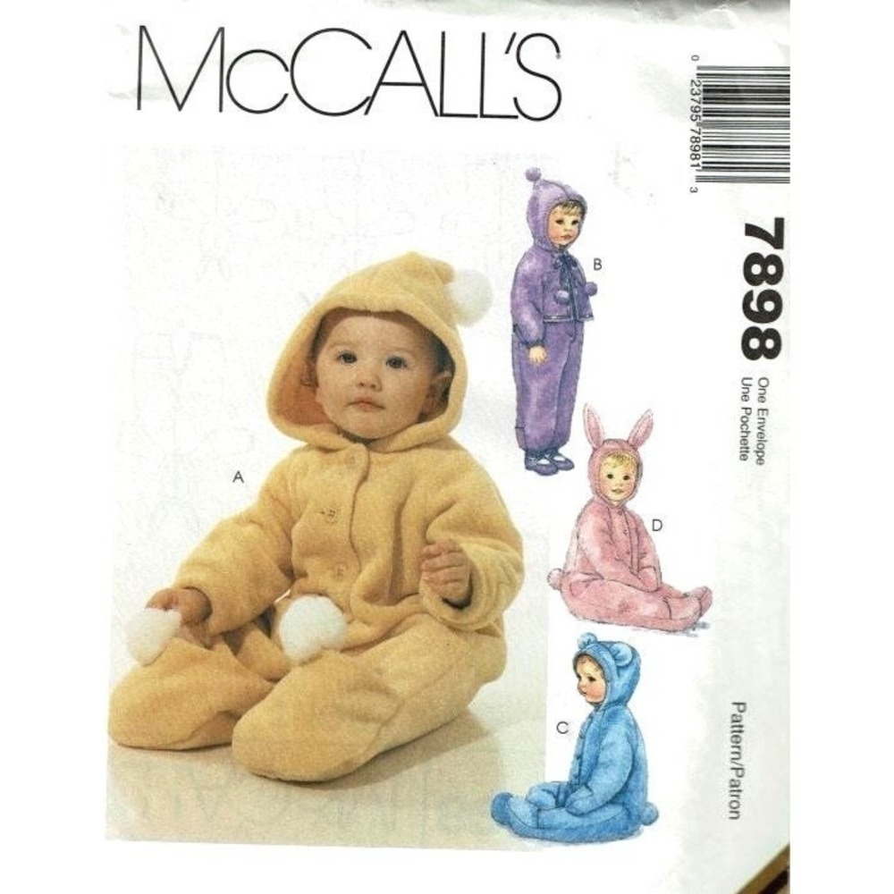 McCalls Sewing Pattern 7898 Infants Bunting with‎ Hood Mittens Booties